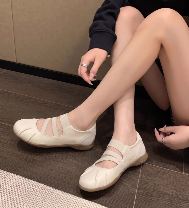 Femmes Été Plat Doux Cuir Mary Janes