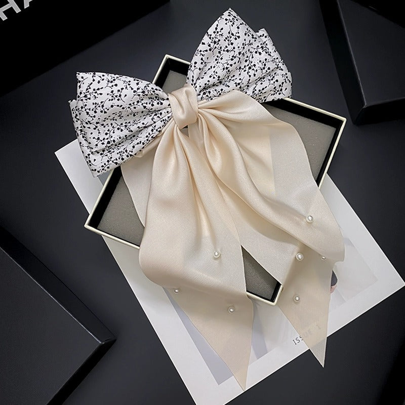 Floral Pearl Bow Coiffure Grande épingle à cheveux Femmes