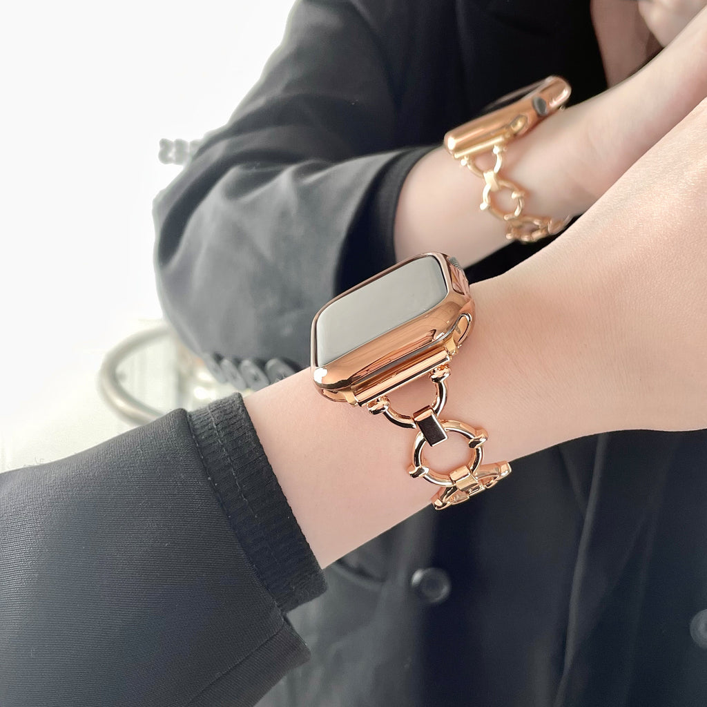 Bracelet de montre en métal anneau boucle en acier inoxydable