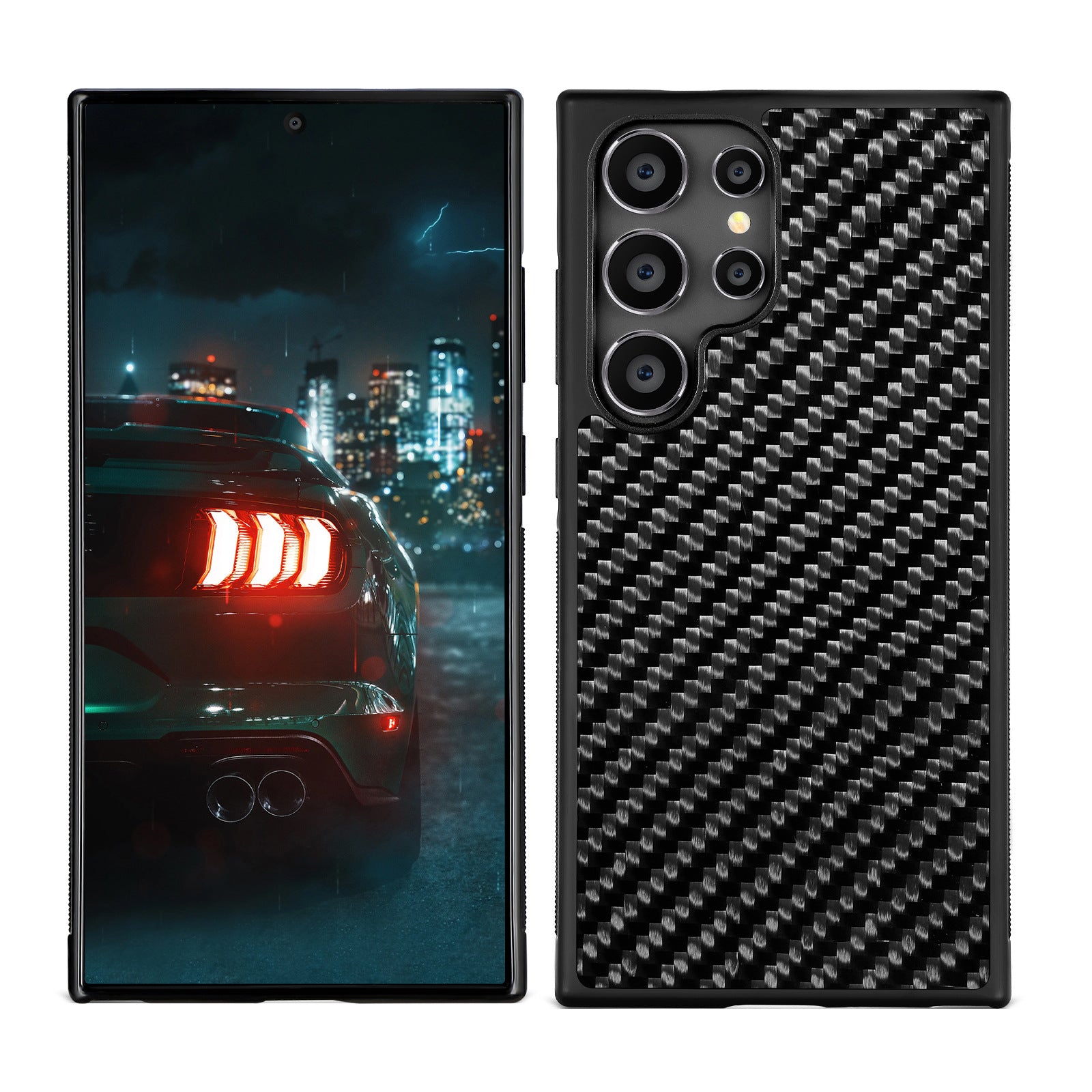 Boîtier de téléphone en fibre de carbone Square Twill Honeycomb compatible avec le S25 Ultra