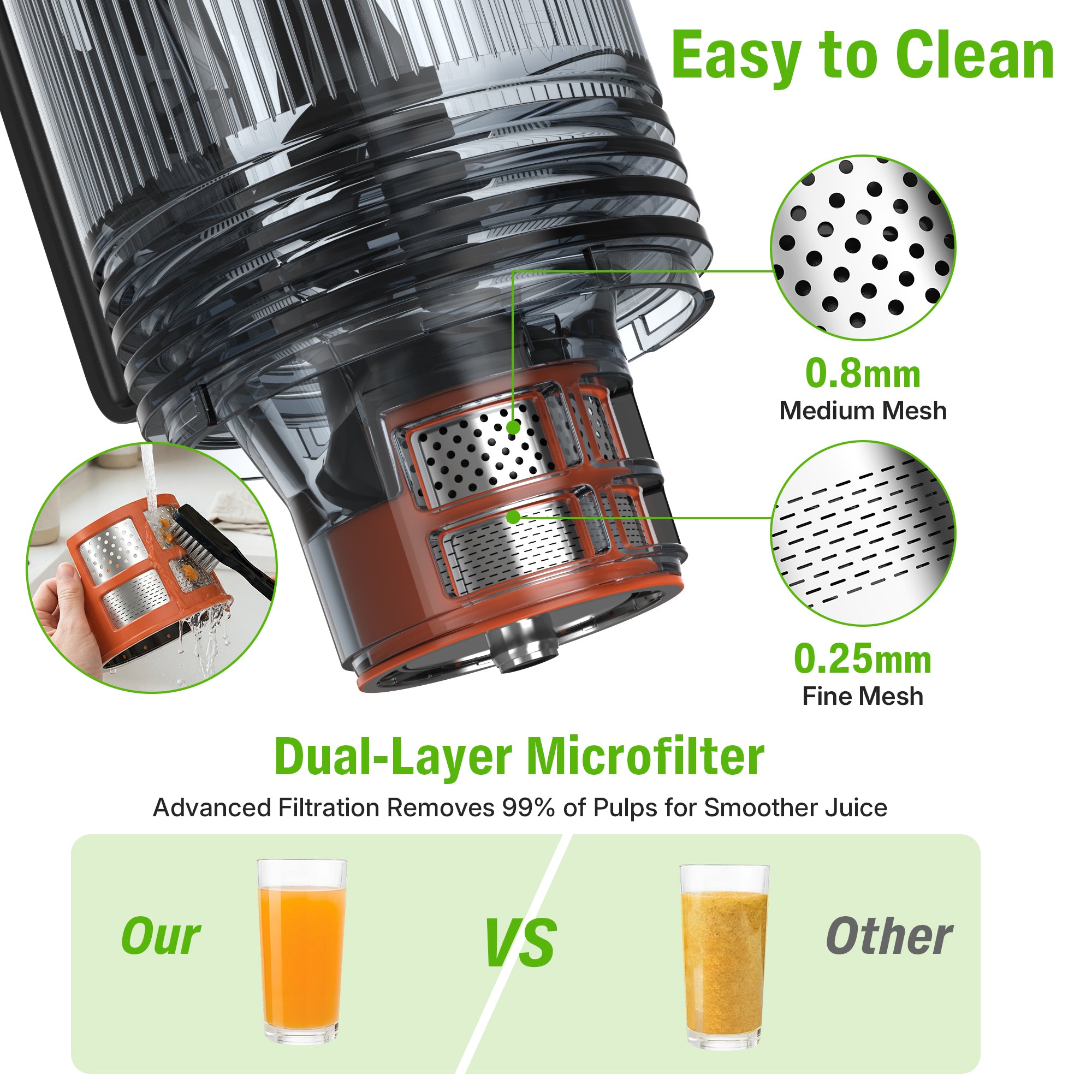 Cold Press Juicer avec 6 po. Large Feed Chute