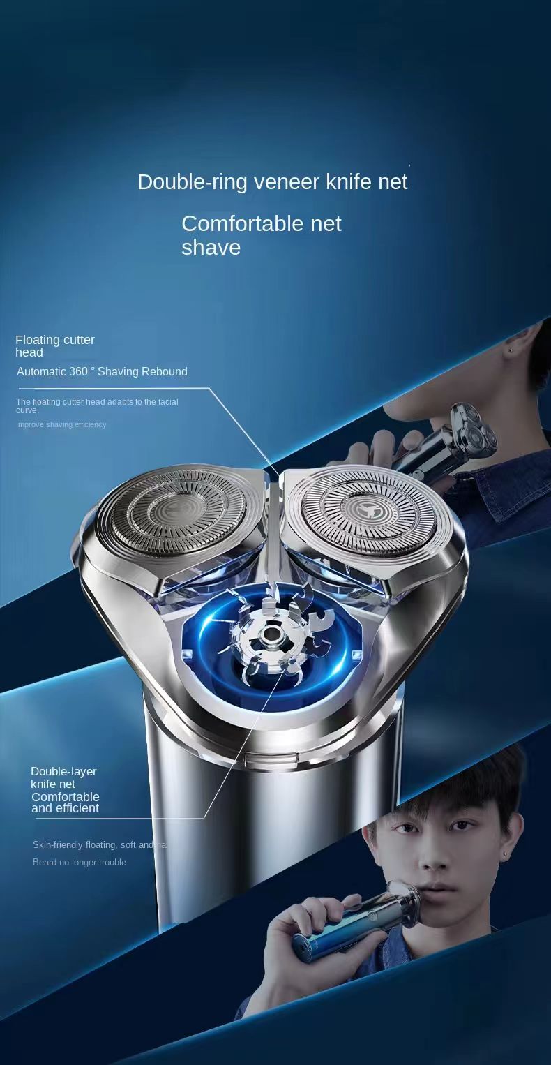 Rasoir électrique homme triple tête rasoir Voyage portable lavable