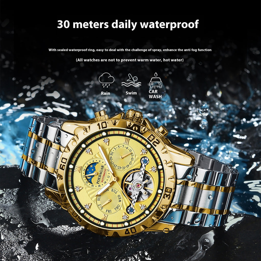 Montre mécanique pour hommes Montres de luxe imperméables multifonctionnelles pour hommes
