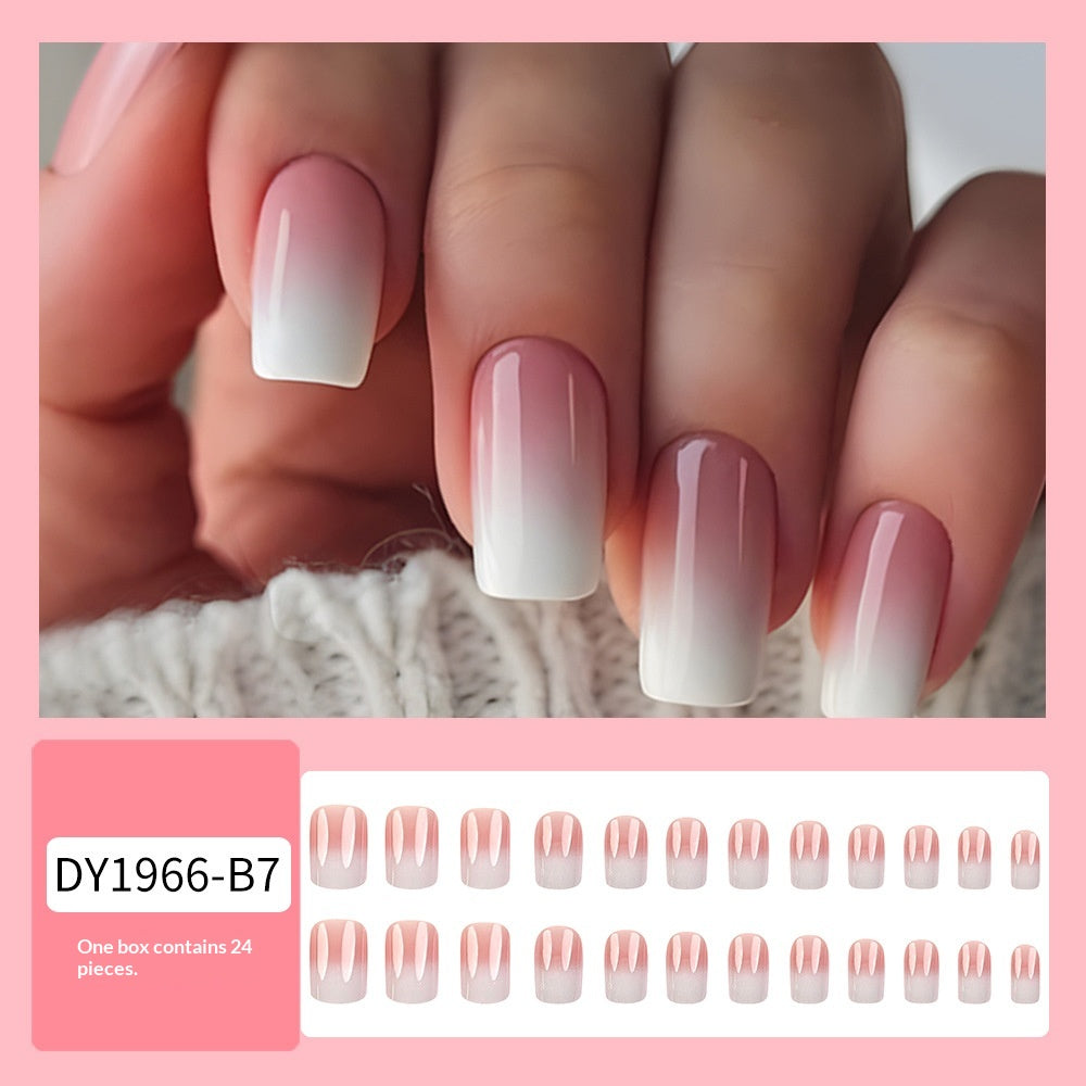 Art simple rose et blanc gradué à ongles amovibles