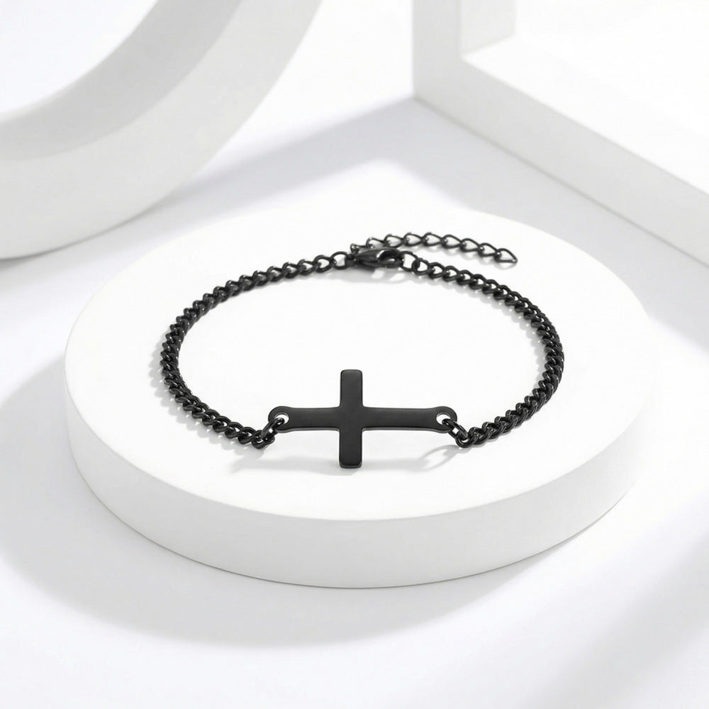 Smooth-surface Cross Pendentif Bracelet femme réglable