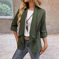 Manteau à manches longues pour femme Solide-colore Drawstring courte veste avec un lapel