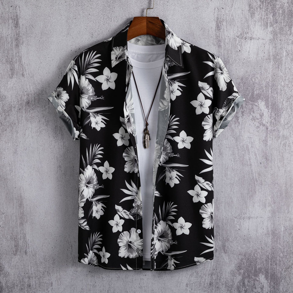 Chemise homme manches courtes Impression numérique 3D Hawaiian Trendy Cardigan Shirt