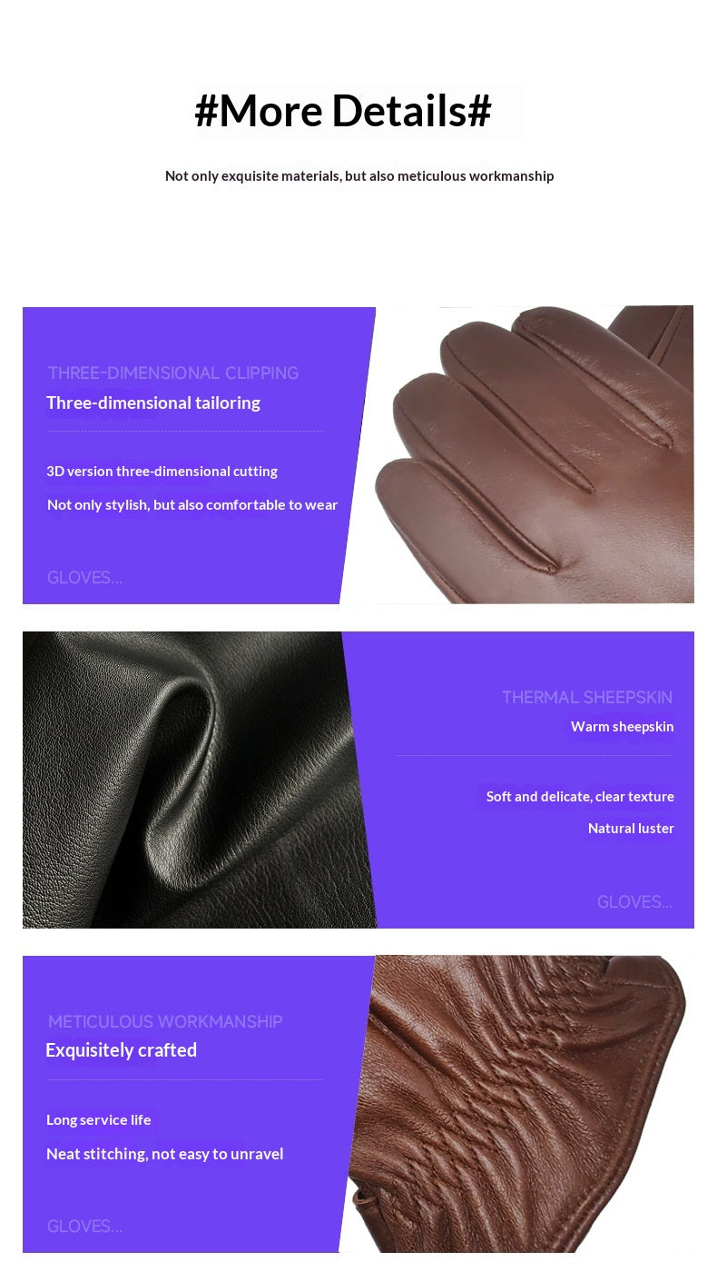Gants en cuir imperméables élégants simples pour hommes pour le cyclisme extérieur