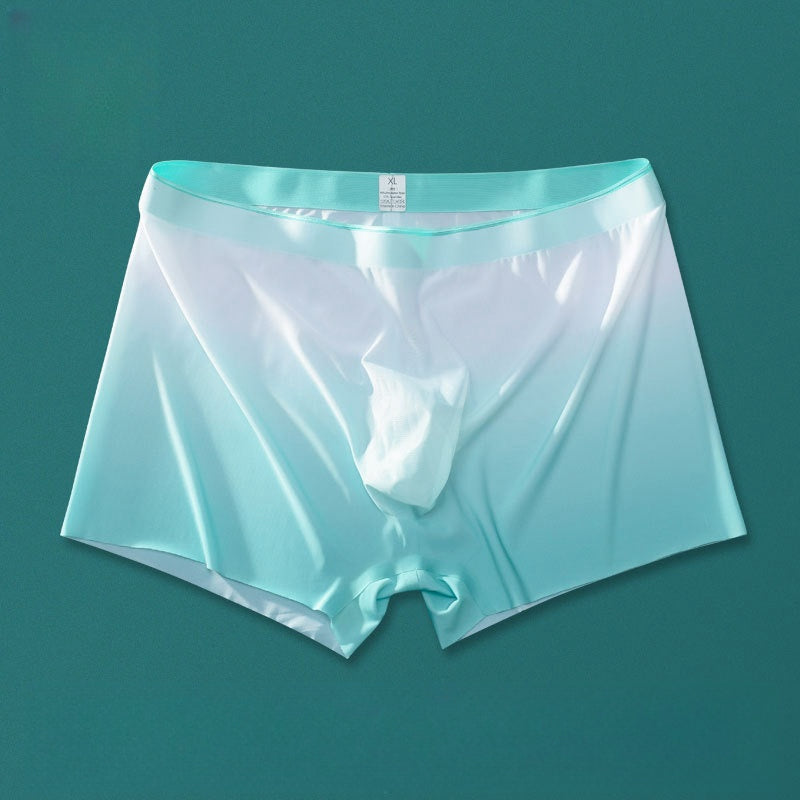 Spring and Summer Ice Silk Men's One-piece Full Seamless Boxers