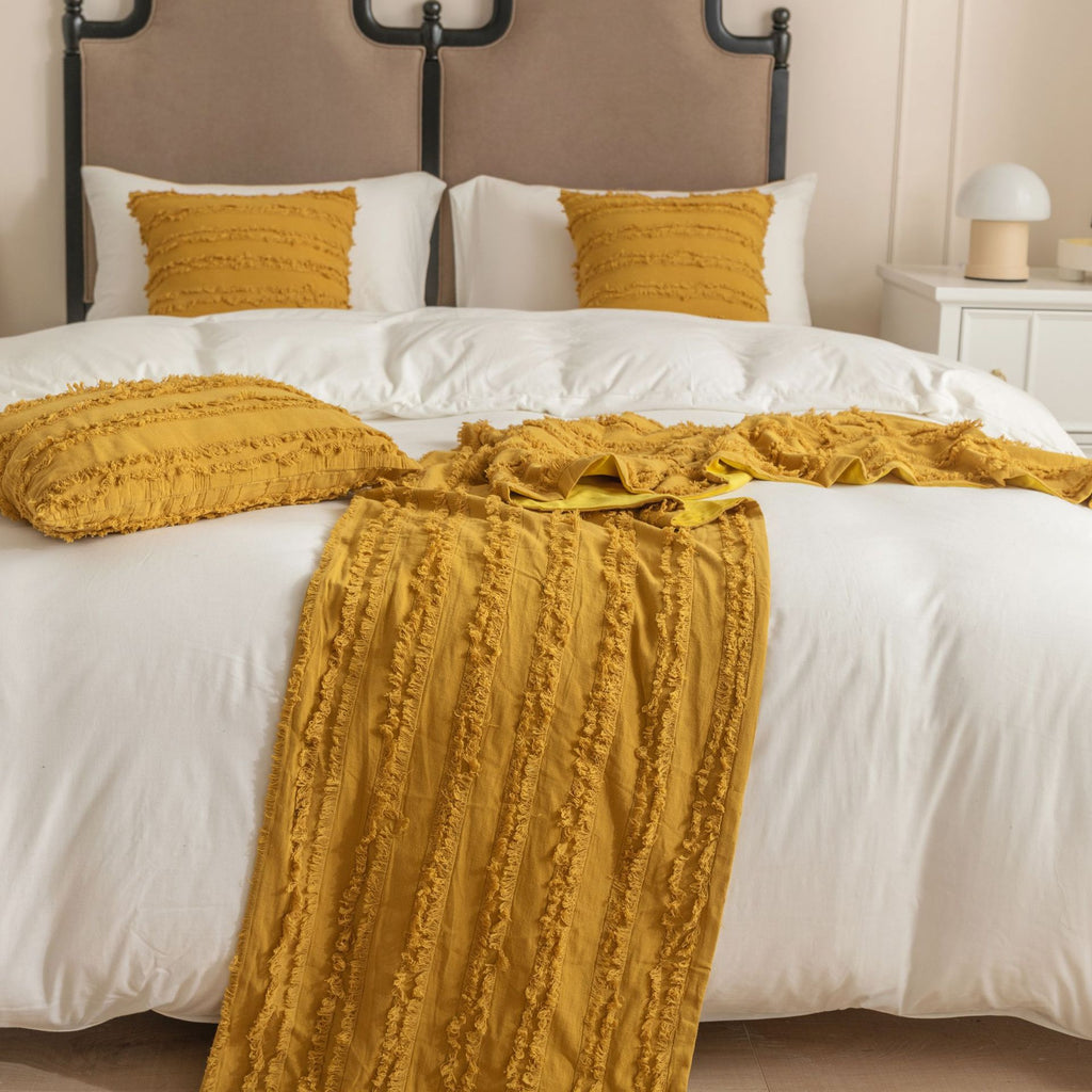 Drapeau de lit en coton de couleur solide Jacquard