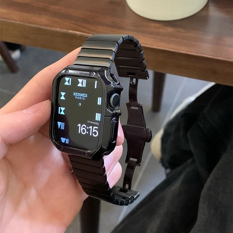 Bracelet de montre en métal acier inoxydable avec papillon