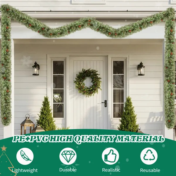 2 Pack 9FT Pré-éclairé Snow Flocked Christmas Garland