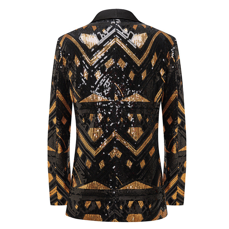 Homme Minimaliste noir et paillet d'or Blazer