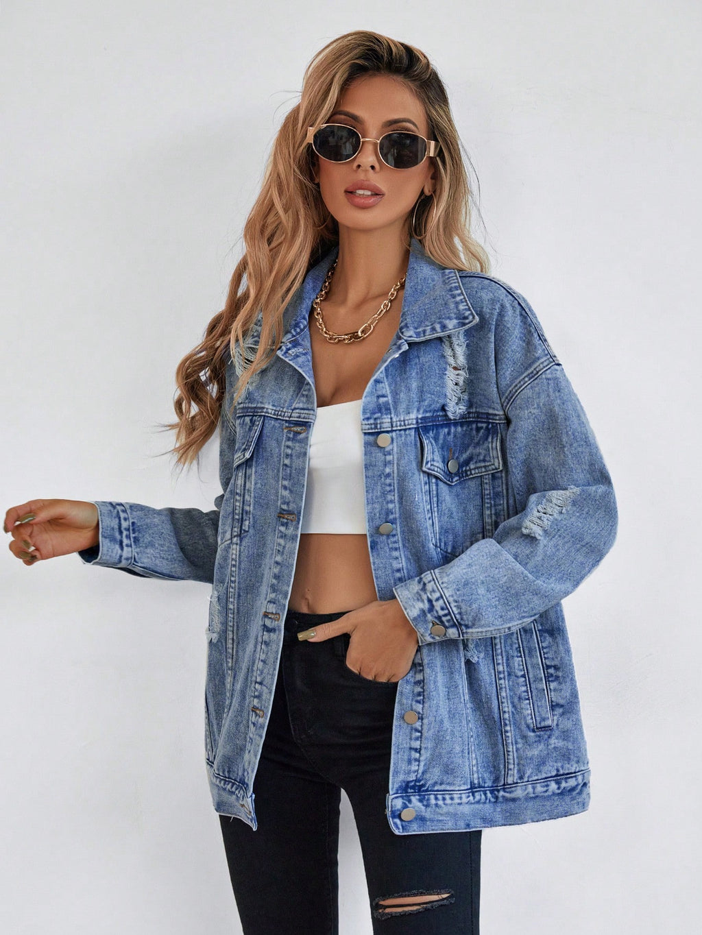 L'Europe et les États-Unis Amazon Commerce extérieur Femmes Denim Coat Mode Denim Veste