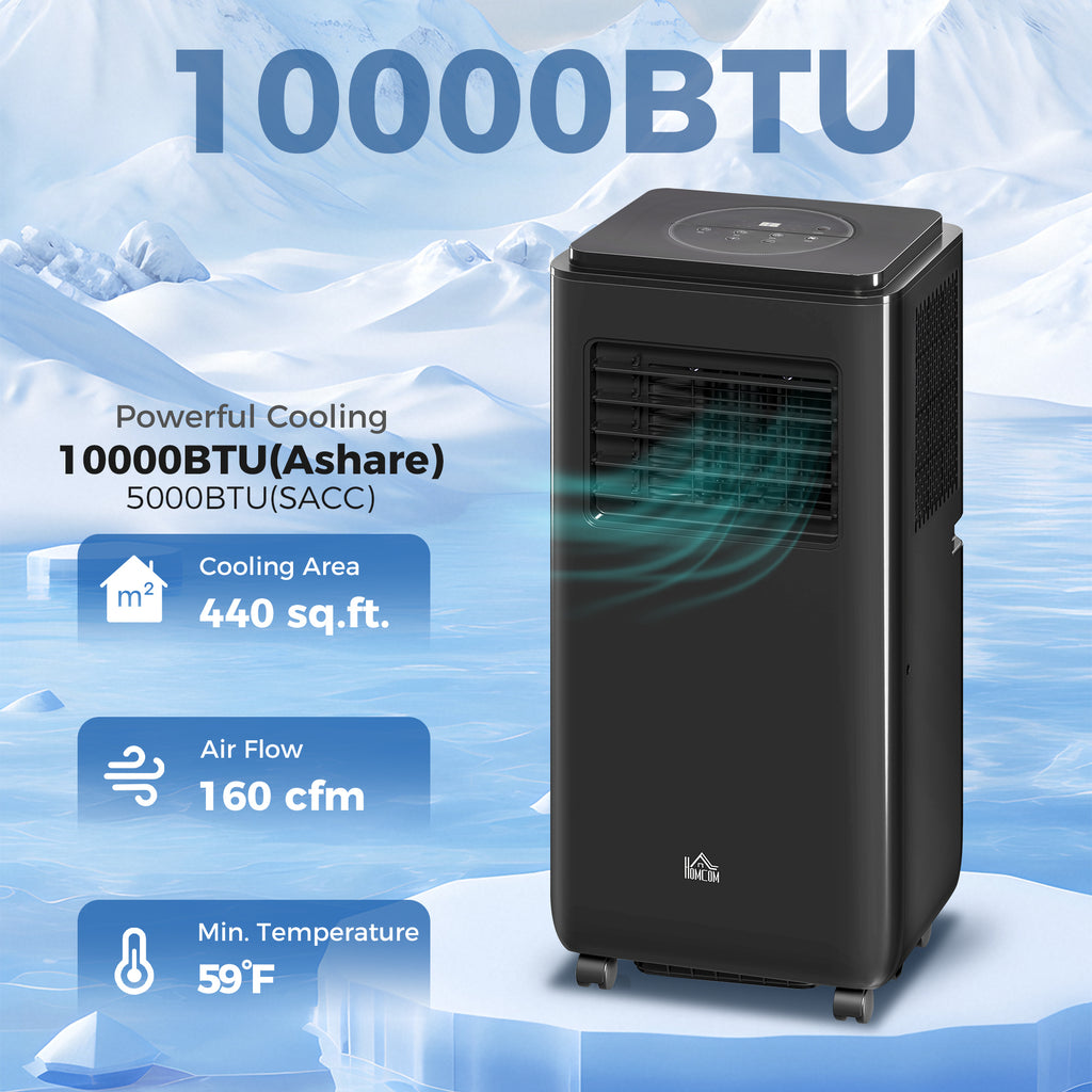 10,000 BTU Moible Climatiseur 440 Sq. Ft., ventilateur déshumidificateur sommeil automatique avec minuteur 24H