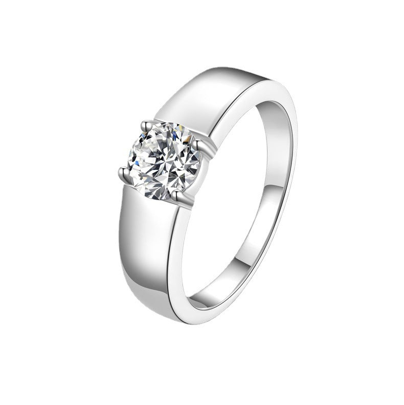 Sterling Silver Moissanite Anneau Tempérament Ouverture réglable
