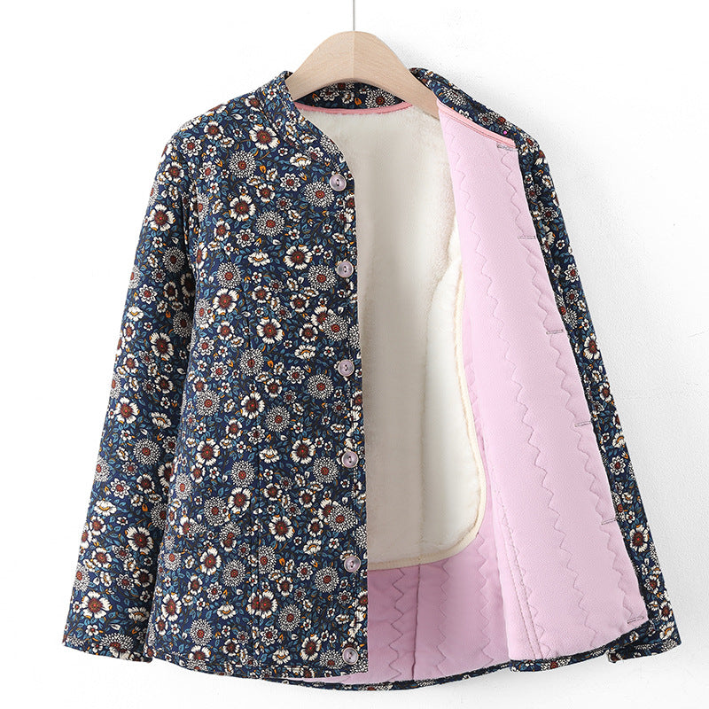 Veste en coton floral pour femmes d'âge moyen et âgées