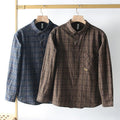 Chemise casual à manches longues en coton lavé pour hommes
