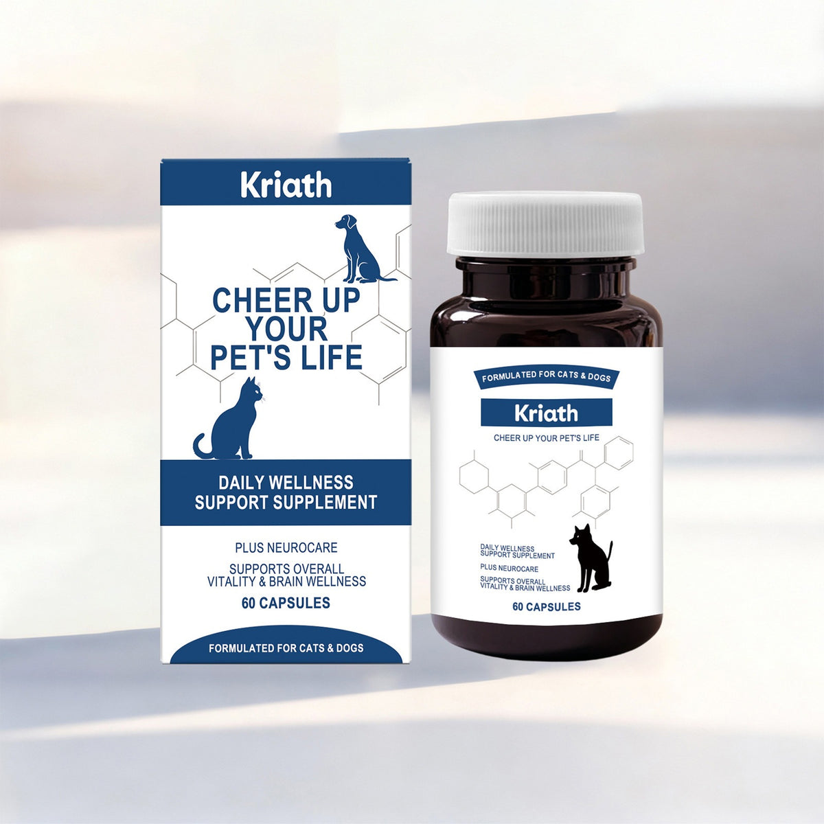 Kriath Pet Care Supplément Capsules avec des ingrédients doux convenant aux chats et chiens pour D