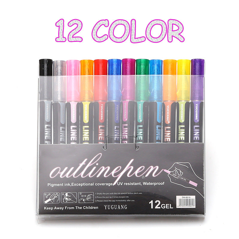 Couleur Double ligne signature surligneur stylo et dessin