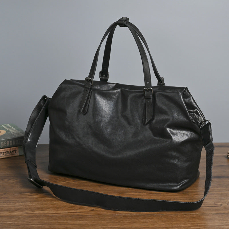 Sac à main en cuir retro breveté en cuir brillant