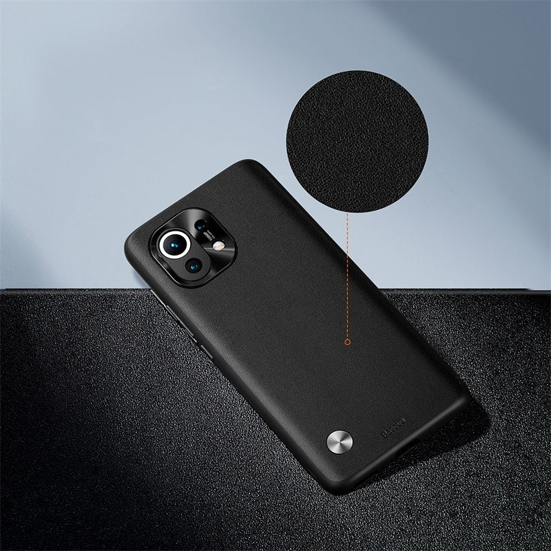 Étui en cuir uni en alliage pour Xiaomi 11