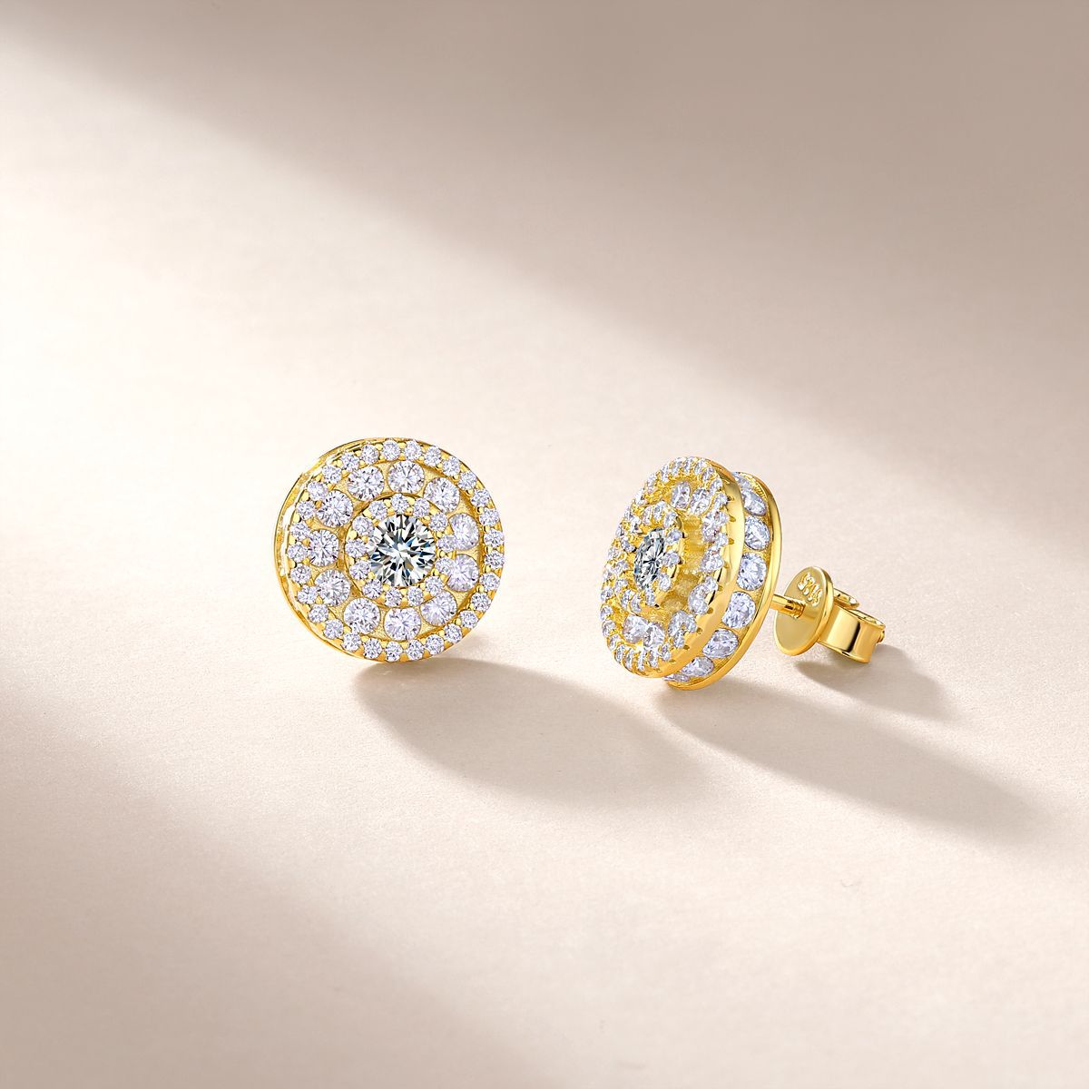 S925 Boucles d'oreilles rondes en argent sterling Halo Sterling