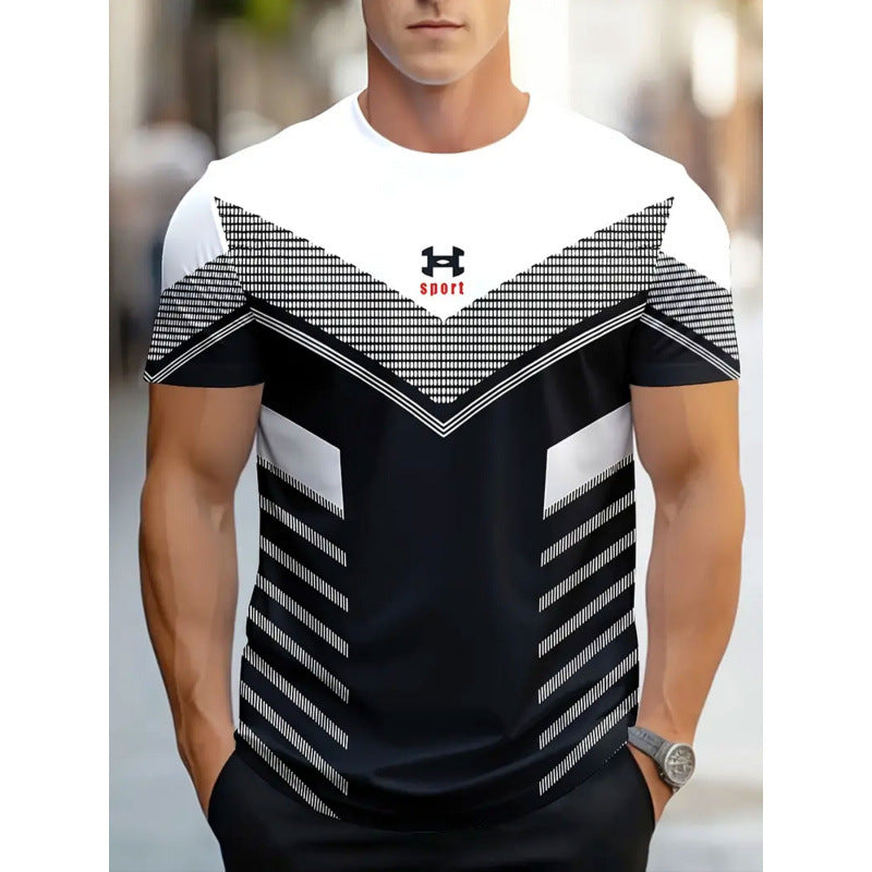 T-shirt homme à manches courtes Business Casual Series Impression numérique 3D