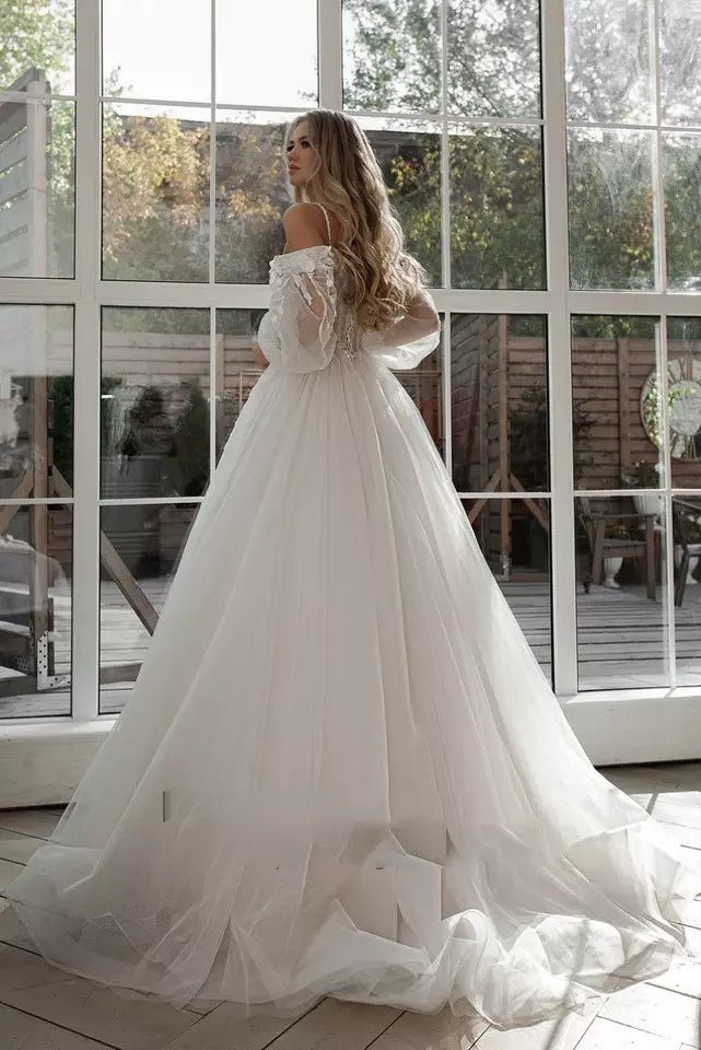 Robe de mariée Boho Gown Puff sans épaule Robes de mariage