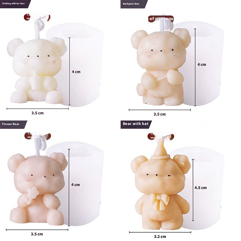Bougie d'ours mignon Cake DIY Anniversaire Aromathérapie Bougie Silicone Moule de cuisson