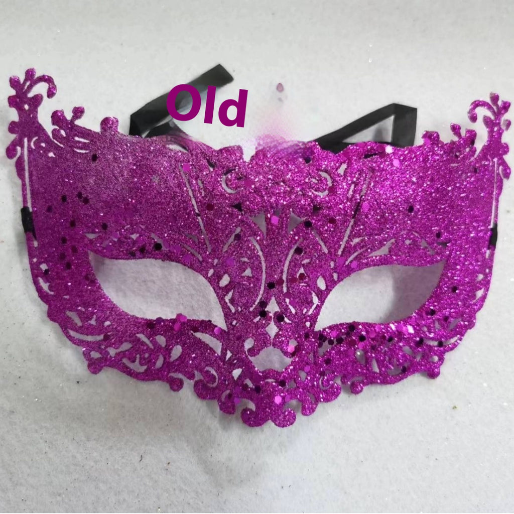 Poudre d'or Masque Sexy Masque Prince Demi-face Femme Robe de fantaisie Masque à oeil de balle