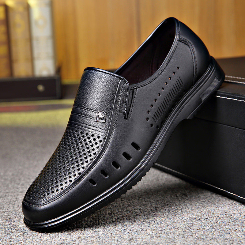 Chaussures décontractées en cuir véritable en cuir d'une semelle plate ronde pour hommes