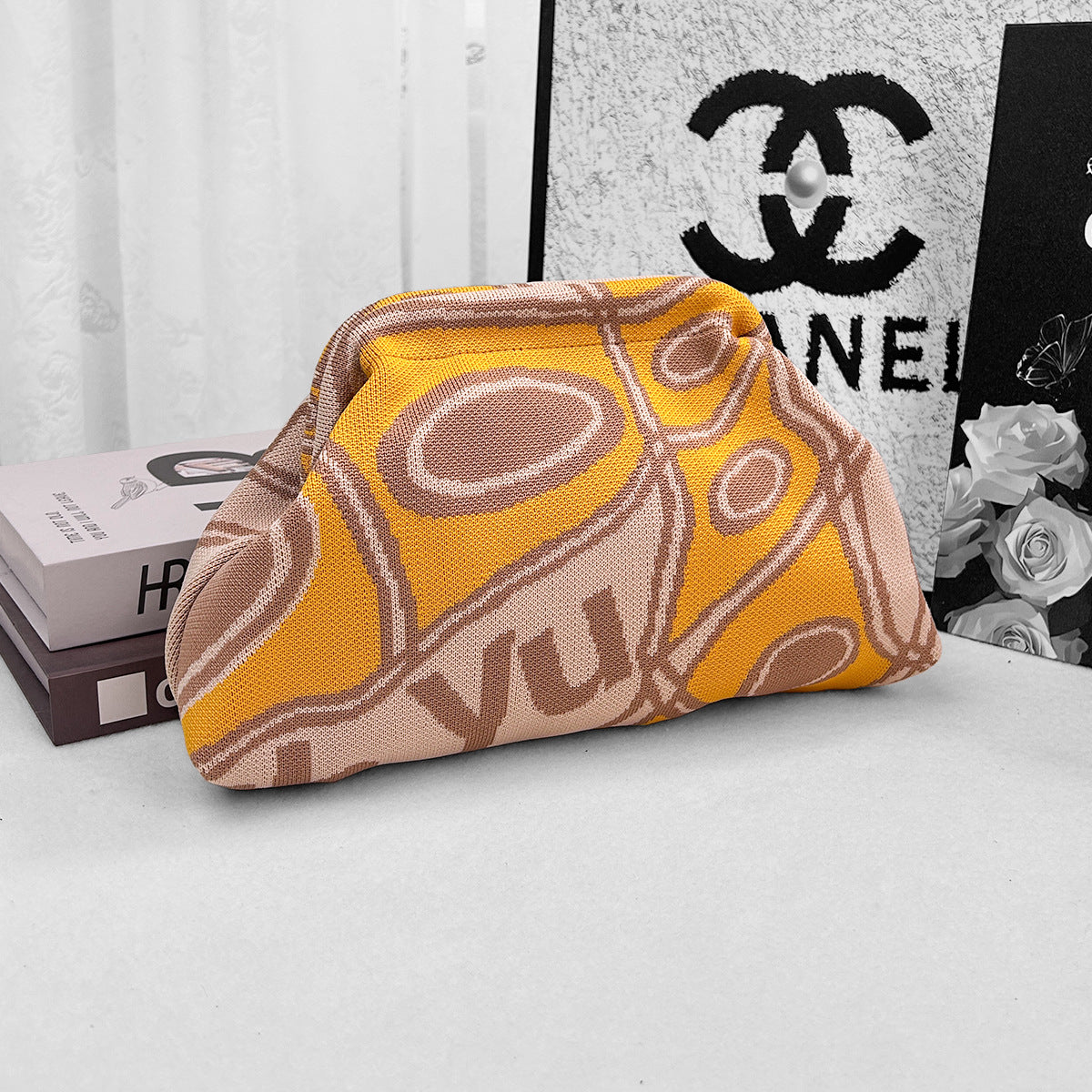 Clutch rayé de sac tricoté pour femmes
