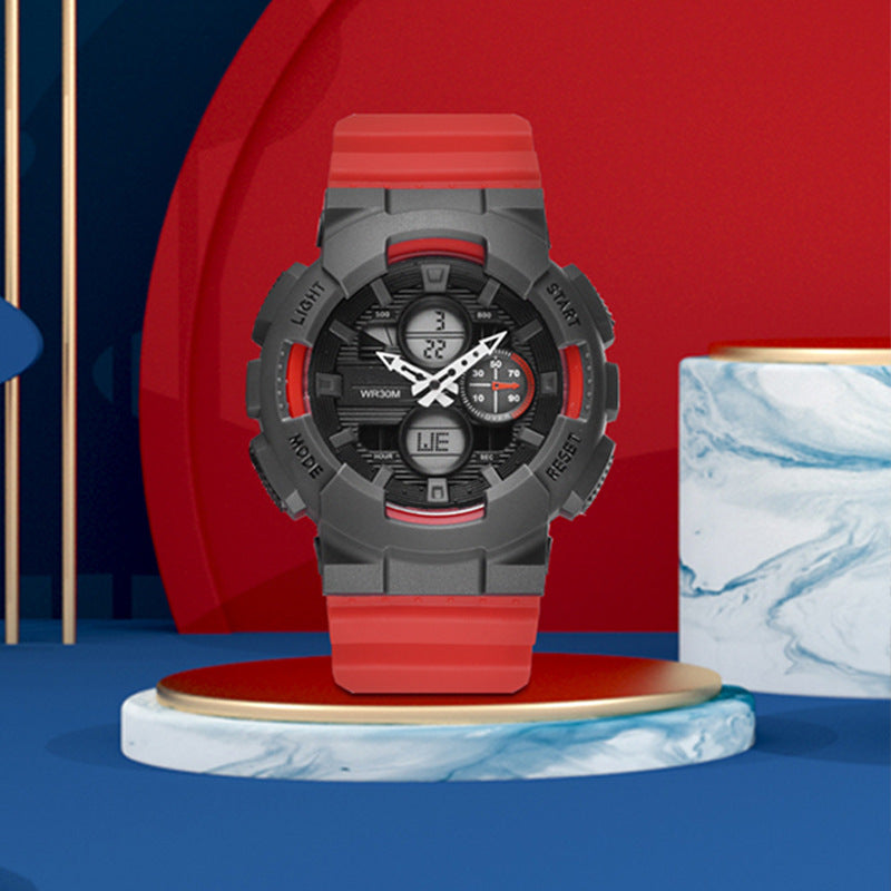 Men's Waterproof synchrone Double Inserts Electronic Watch Fashion