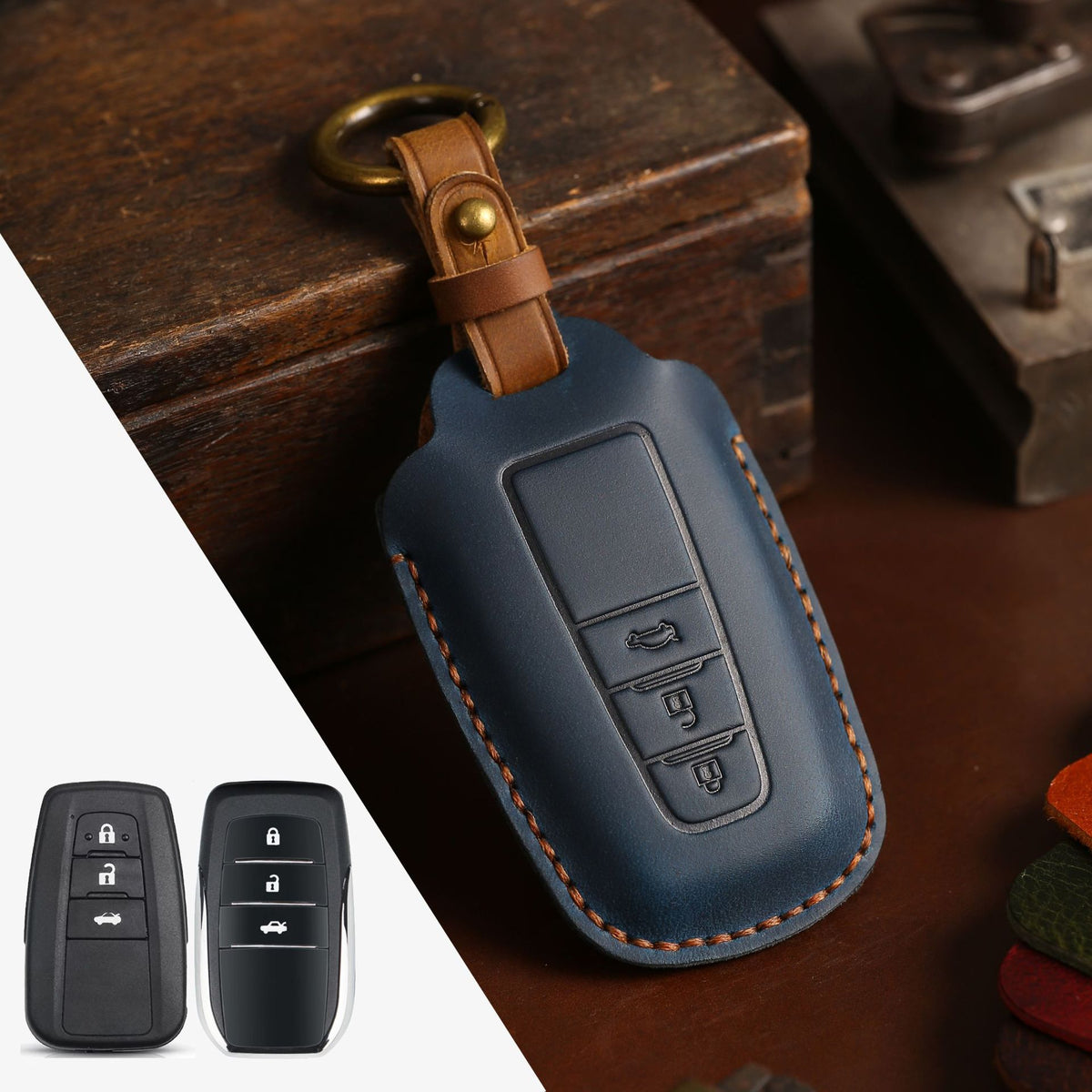 Crazy Horse Leather Car Key Case