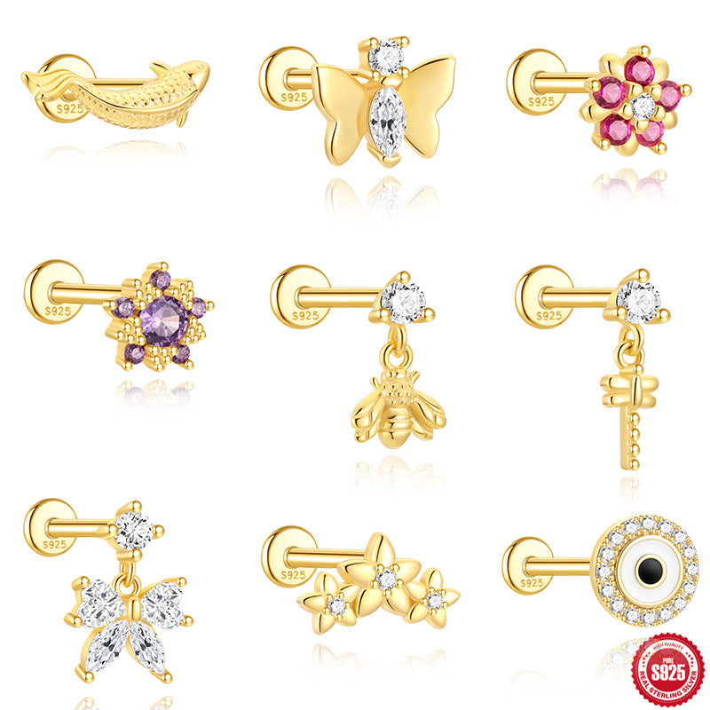 Boucles d'oreilles européennes et américaines S925 Argent Sterling Cartilage Helix Piercing Stud