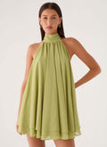 Robe sans manches col haltère Col élevé Double couche