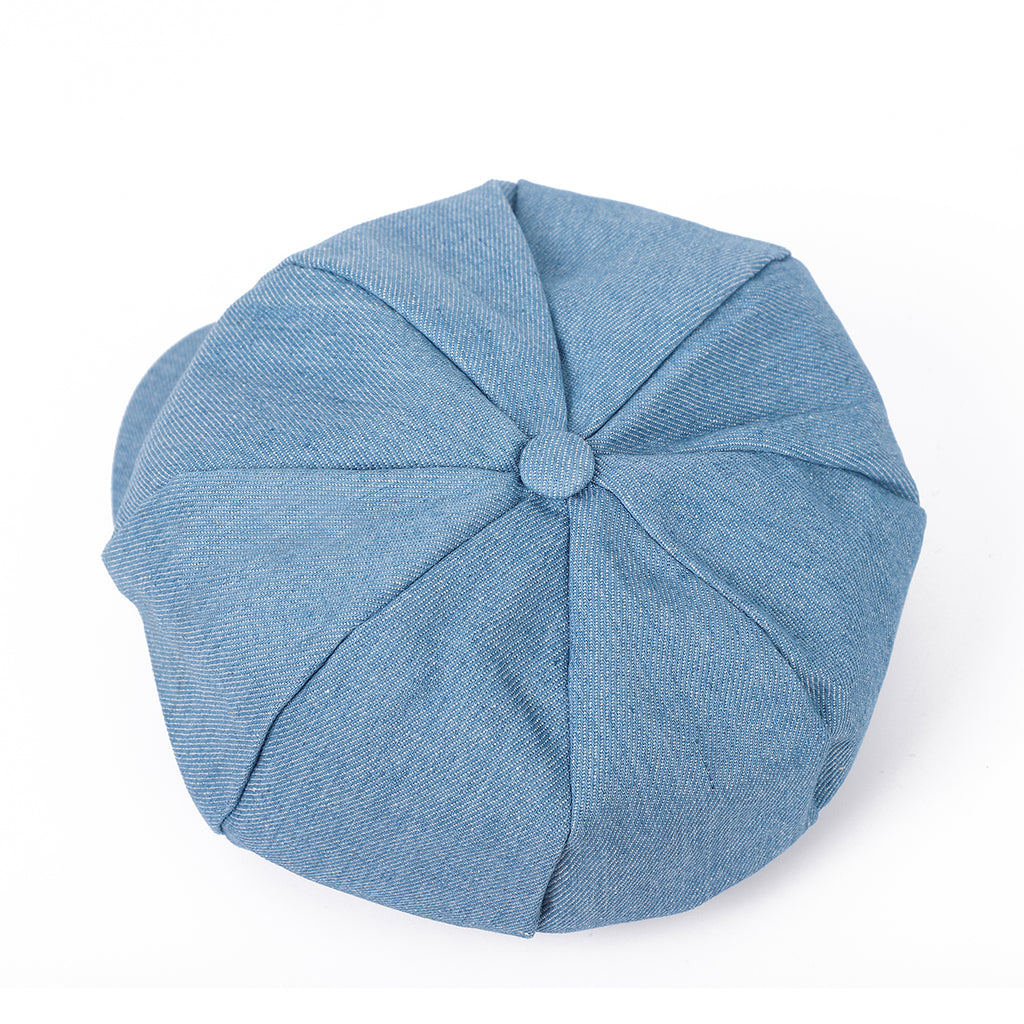 Rétro Lavé à l'eau Octagonal Newsboy Cap avec bride arrière réglable