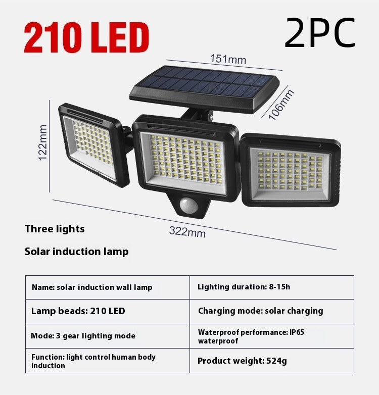Induction intelligente de la lampe murale solaire extérieure