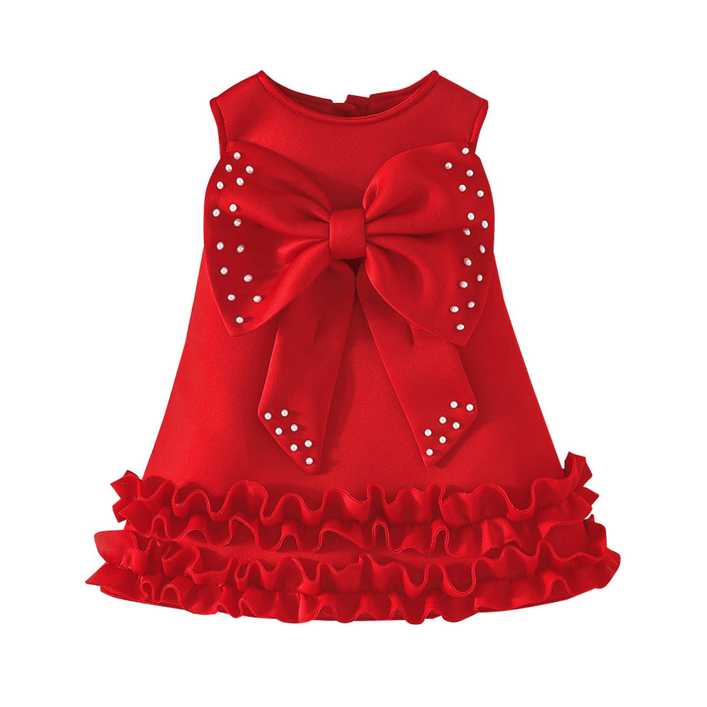 Robe de Veste de Cake-Style Perlé Grande Bow-Knot pour filles