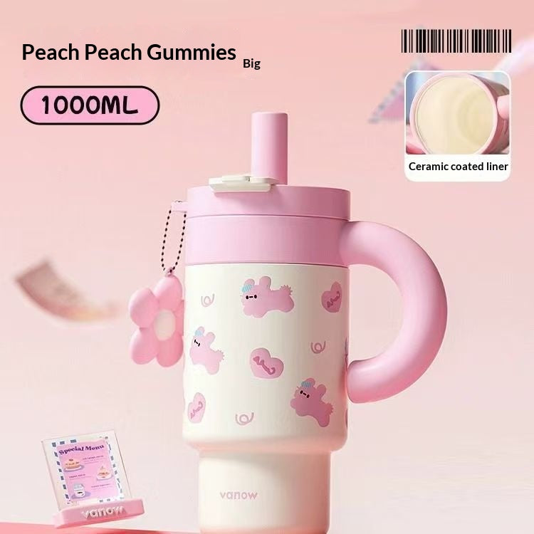 Bouteille d'eau résistant à la glace enduite de céramique de grande capacité
