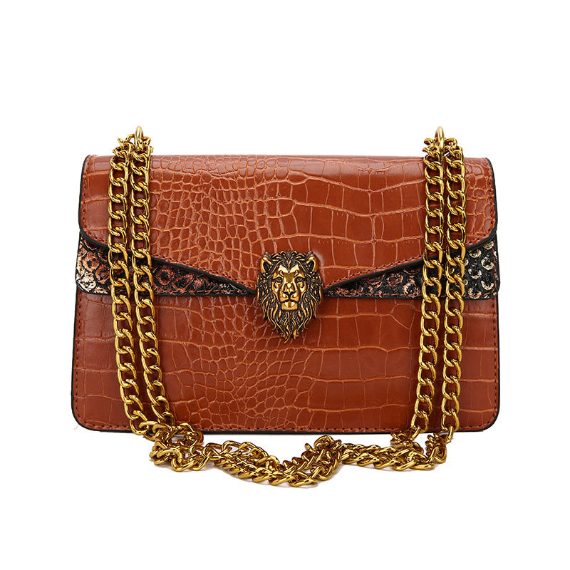 Sac sous-armé rétro avec chaîne et motif crocodile