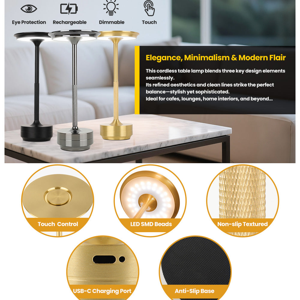 Lampe de table rechargeable sans fil 2pcs