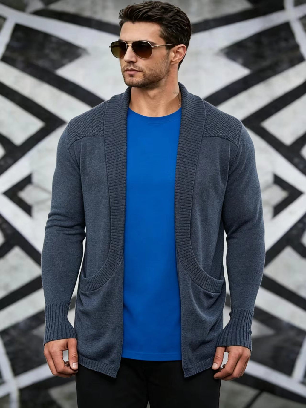 Manteau en mailles châle-châle pour hommes
