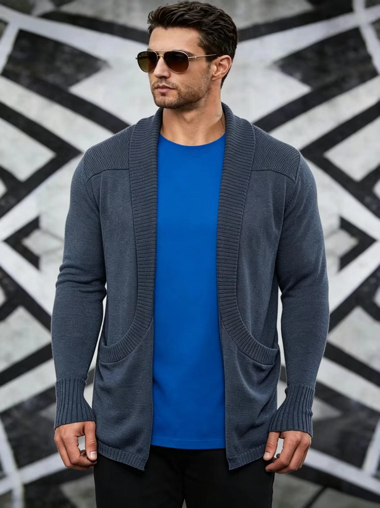 Manteau en mailles châle-châle pour hommes