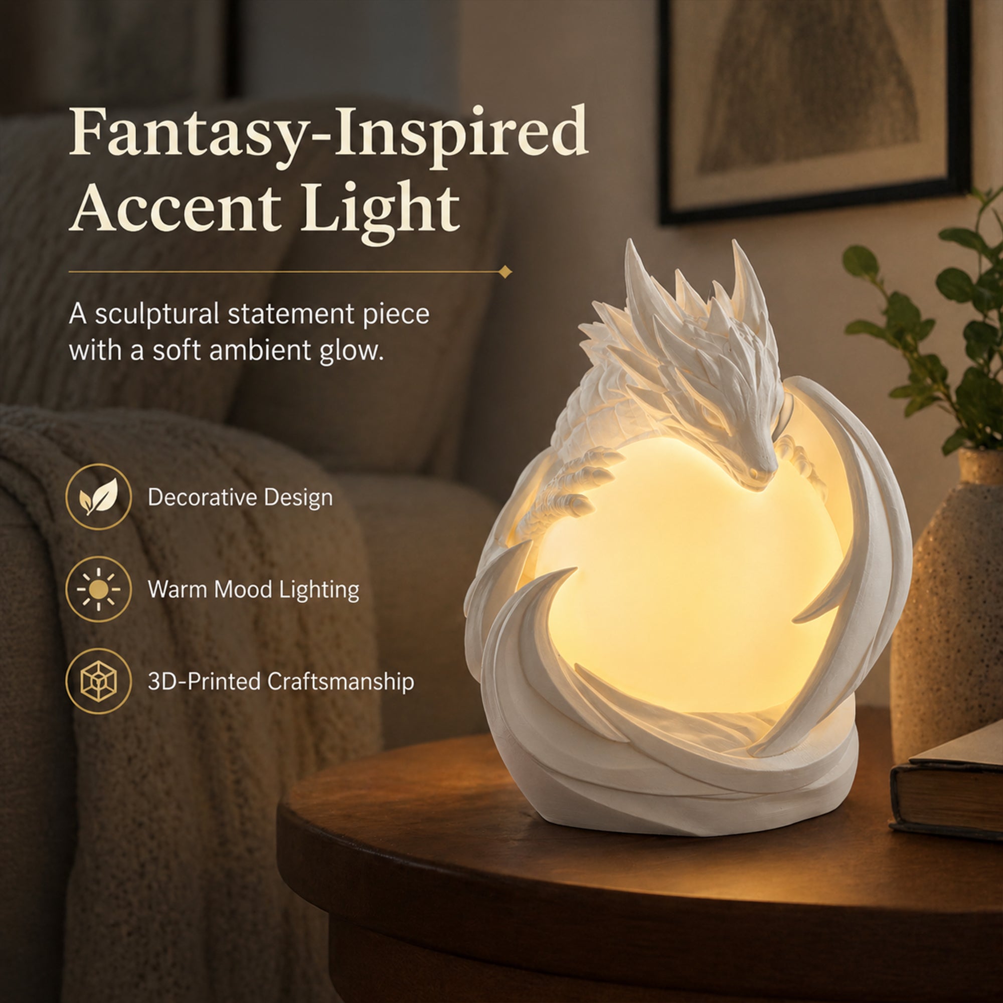 Lampe de table 3D imprimée Dragon Ambient