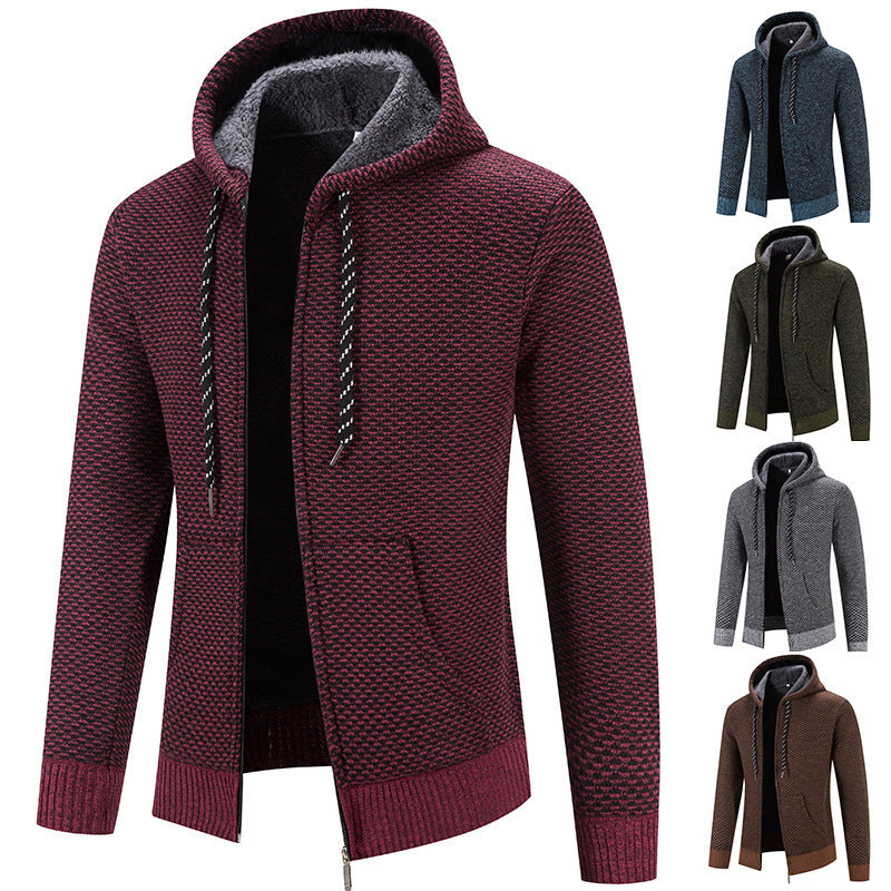Cardigan en tricot pour hommes avec doublure en polaire