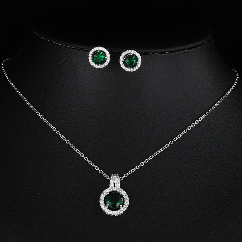 Ensemble de collier de disque Zircon deux pièces