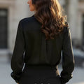 T-Shirt femme manches longues Bouton-Down Slim-Fit Robe Solide Shirt