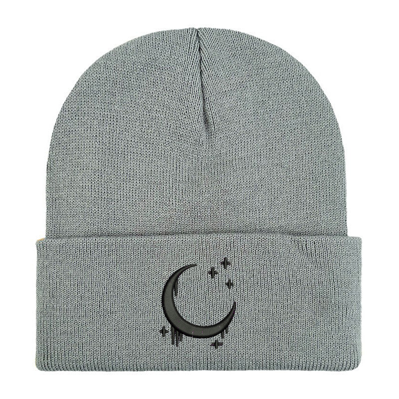 Chapeau en tricot brodé Amazon avec lune et étoiles Design AutomneHiver Chapeau en laine